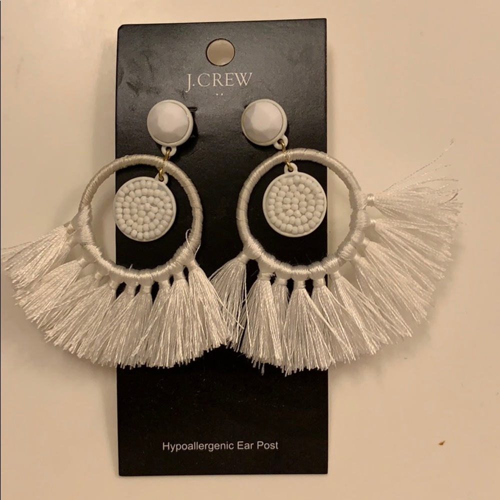 Jcrew white tassel earrings